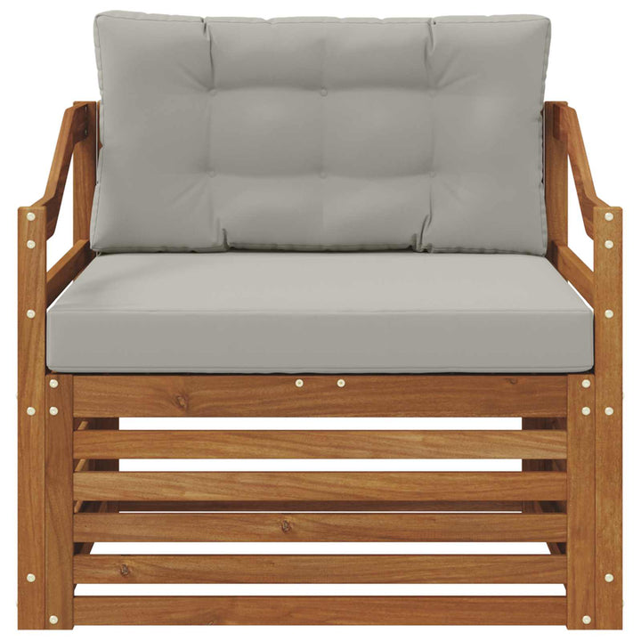 Udendørs sofa Solid Acacia Wood Naturfarvet og lysegrå