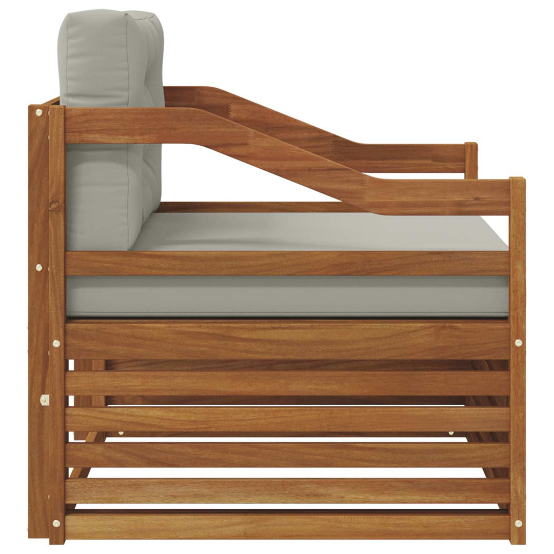 Udendørs sofa Solid Acacia Wood Naturfarvet og lysegrå