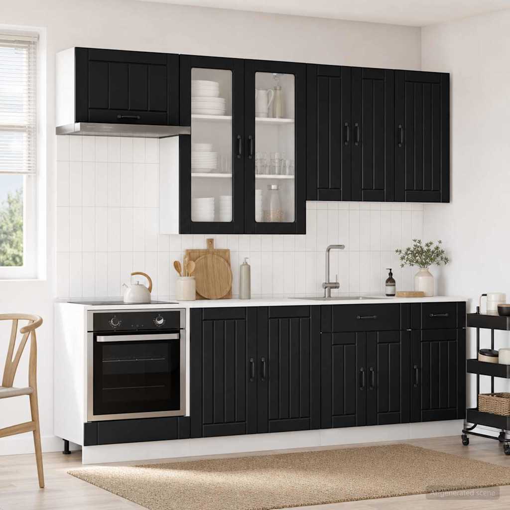 Køkken enhed LUCCA 8 pcs Sort Konstrueret træ