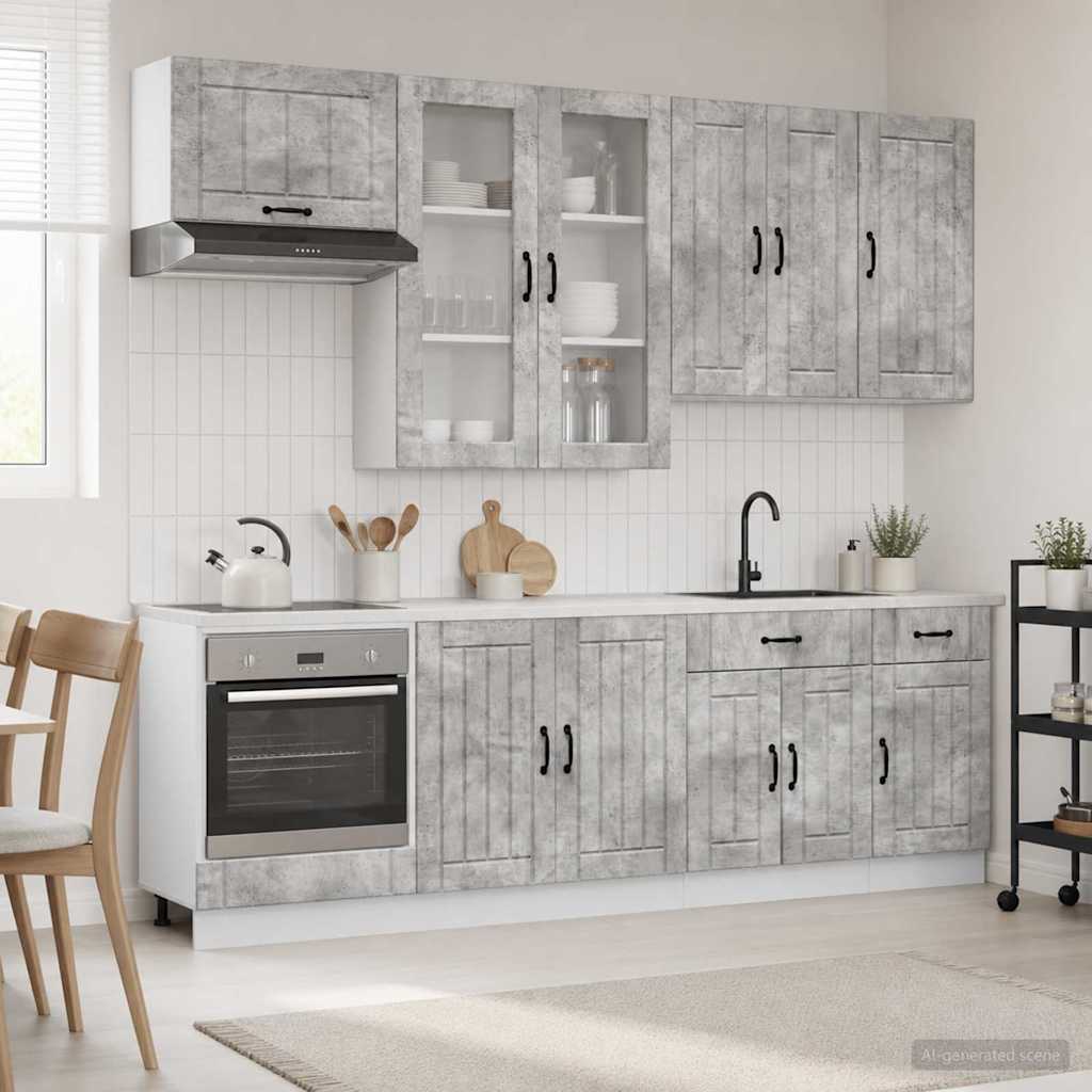 Køkken enhed LUCCA 8 pcs Betongrå Konstrueret træ