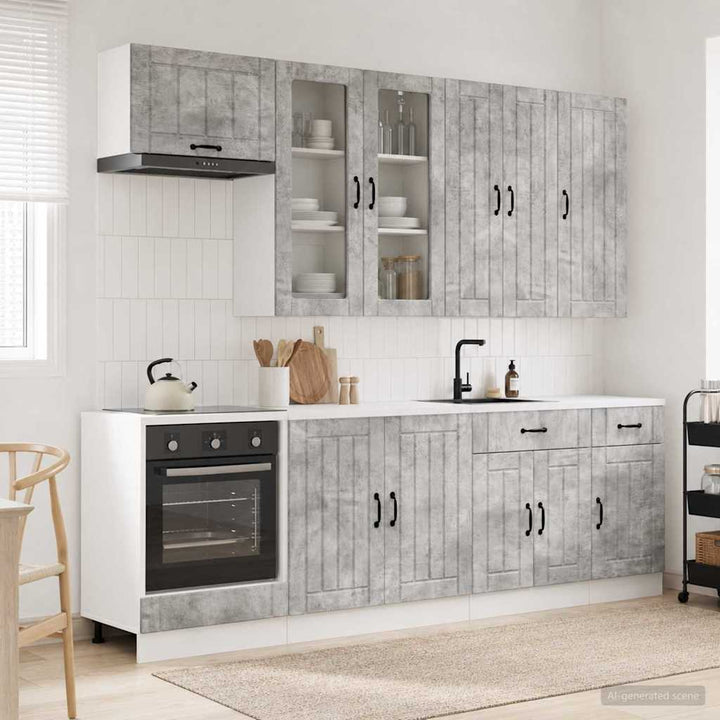 Køkken enhed LUCCA 8 pcs Betongrå Konstrueret træ