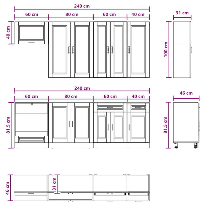 Køkken enhed PORTO 8 pcs Artisan-eg Konstrueret træ