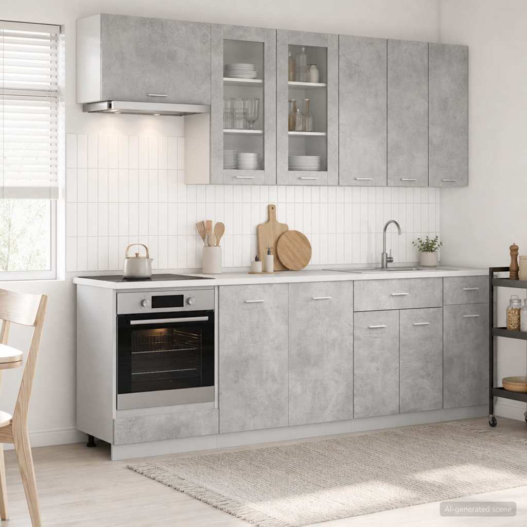 Køkken enhed LYON 8 pcs Betongrå Konstrueret træ