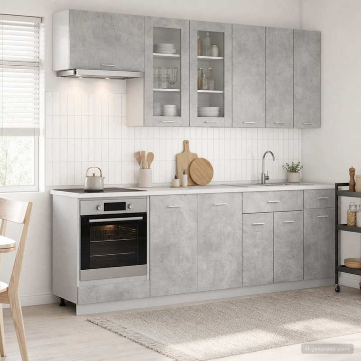 Køkken enhed LYON 8 pcs Betongrå Konstrueret træ