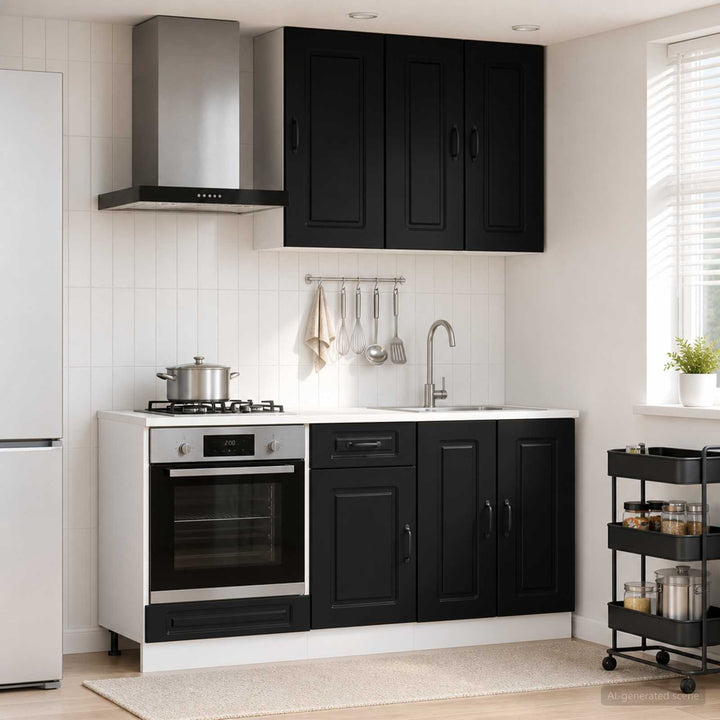 Køkken enhed KALMAR 5 pcs Sort Konstrueret træ