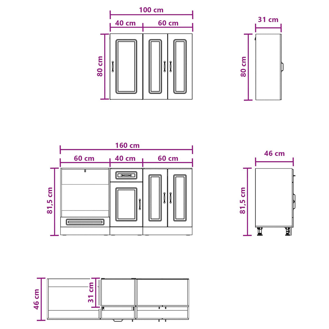 Køkken enhed KALMAR 5 pcs Gammelt træ Konstrueret træ