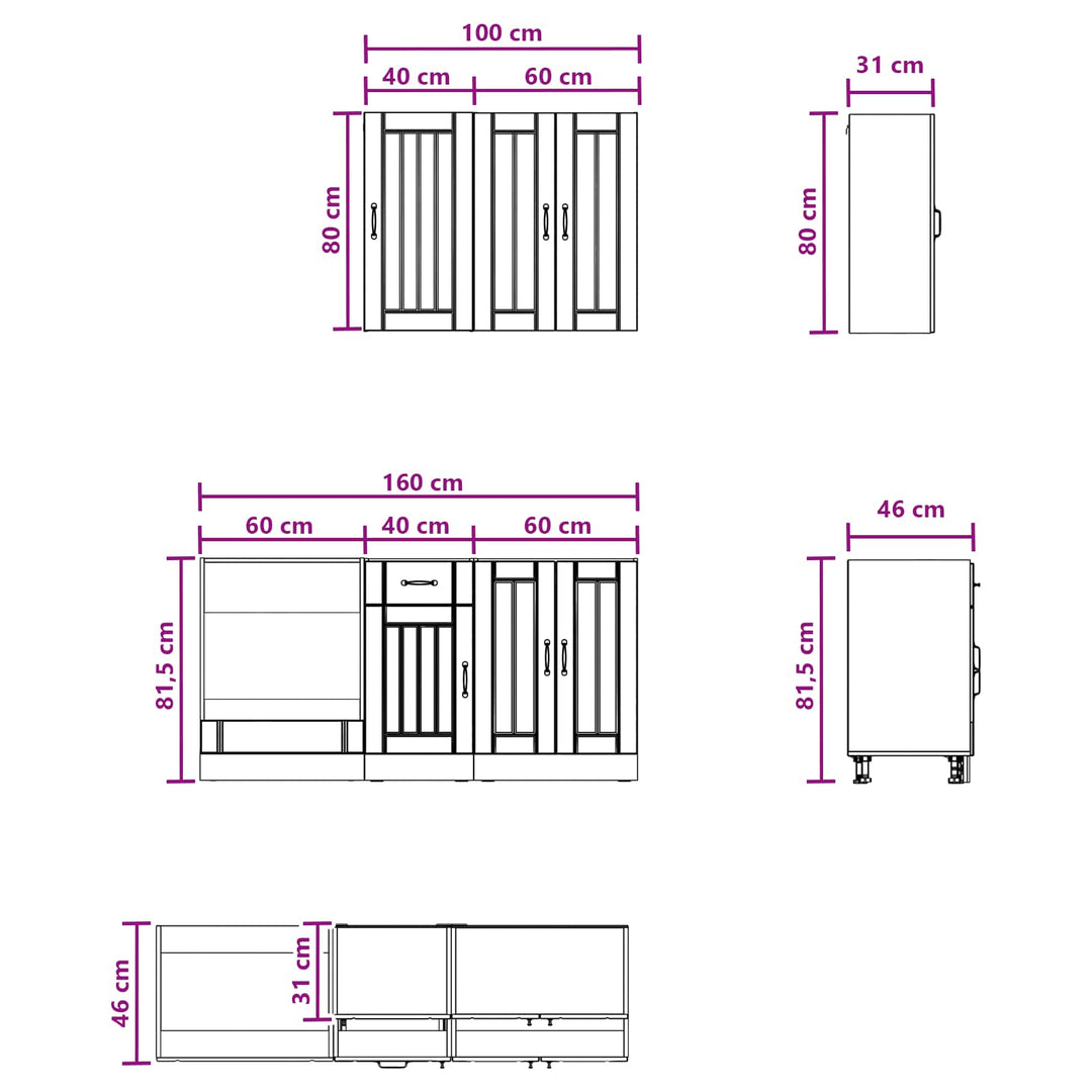 Køkken enhed LUCCA 5 pcs Betongrå Konstrueret træ
