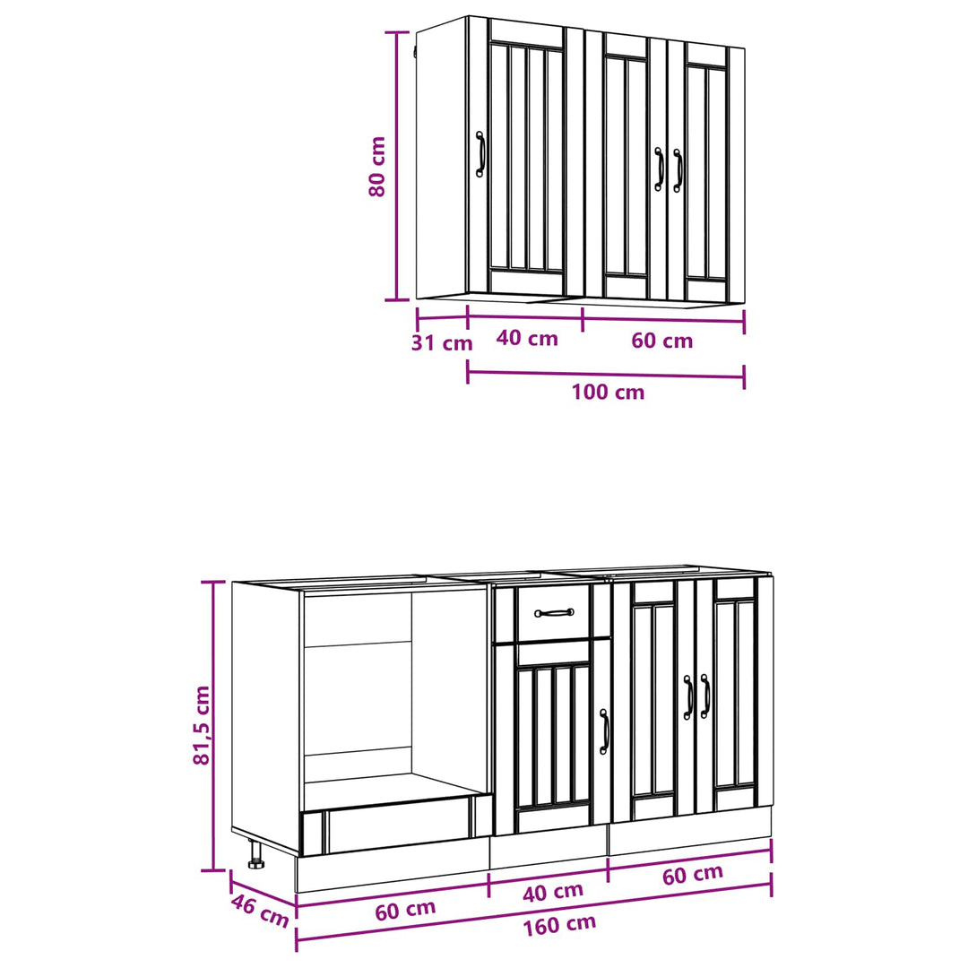 Køkken enhed LUCCA 5 pcs Betongrå Konstrueret træ