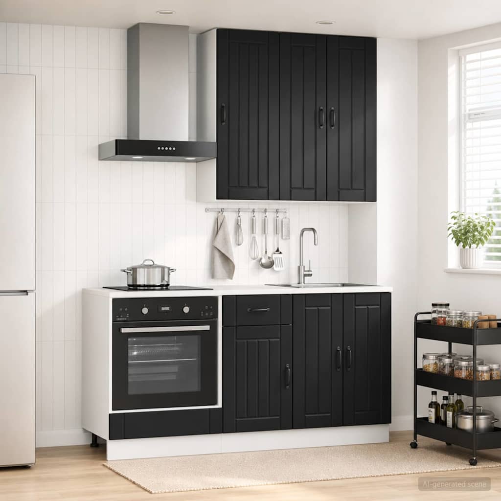 Køkken enhed LUCCA 5 pcs Sort Konstrueret træ