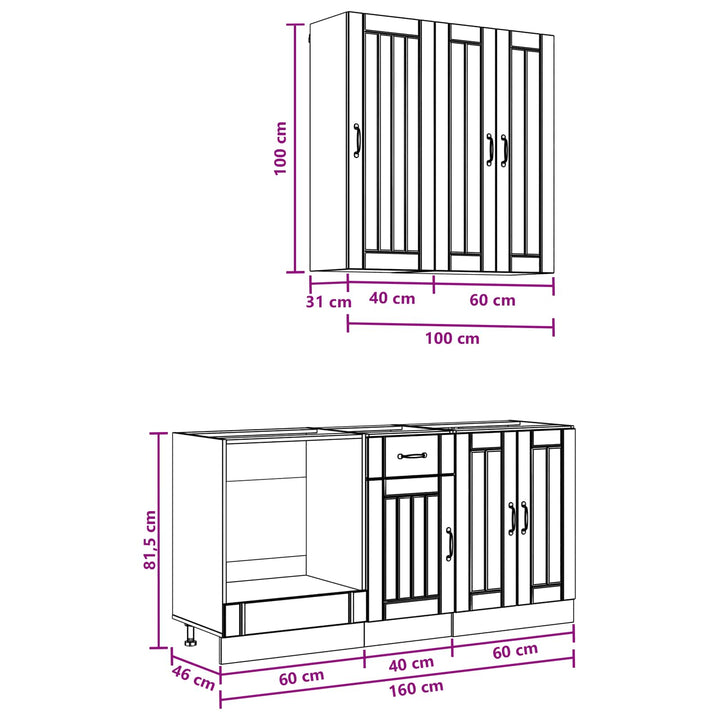 Køkken enhed LUCCA 5 pcs Betongrå Konstrueret træ