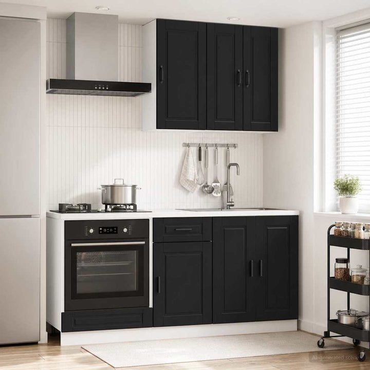 Køkken enhed PORTO 5 pcs Sort Konstrueret træ