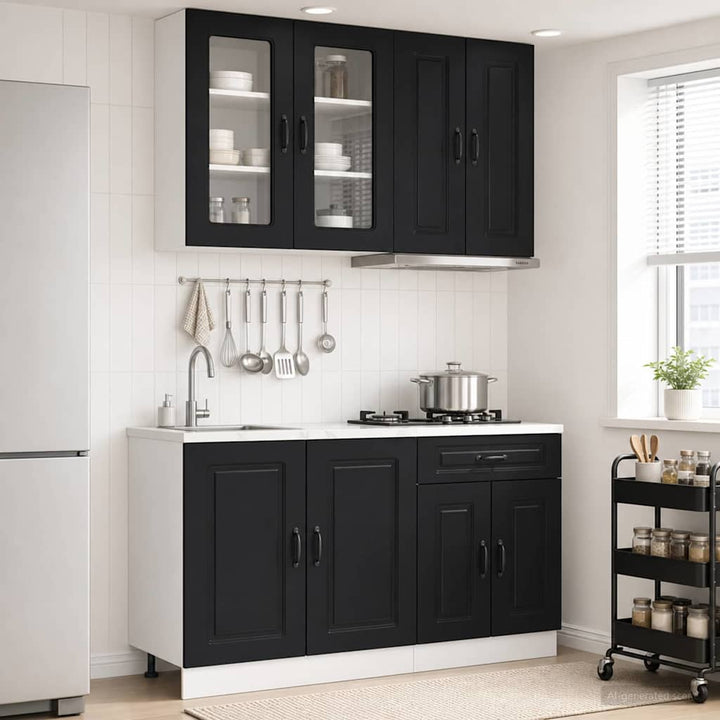 Køkken enhed KALMAR 4 pcs Sort Konstrueret træ