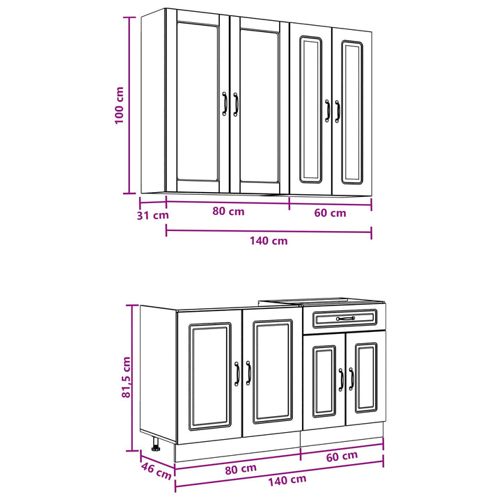Køkken enhed KALMAR 4 pcs Artisan-eg Konstrueret træ