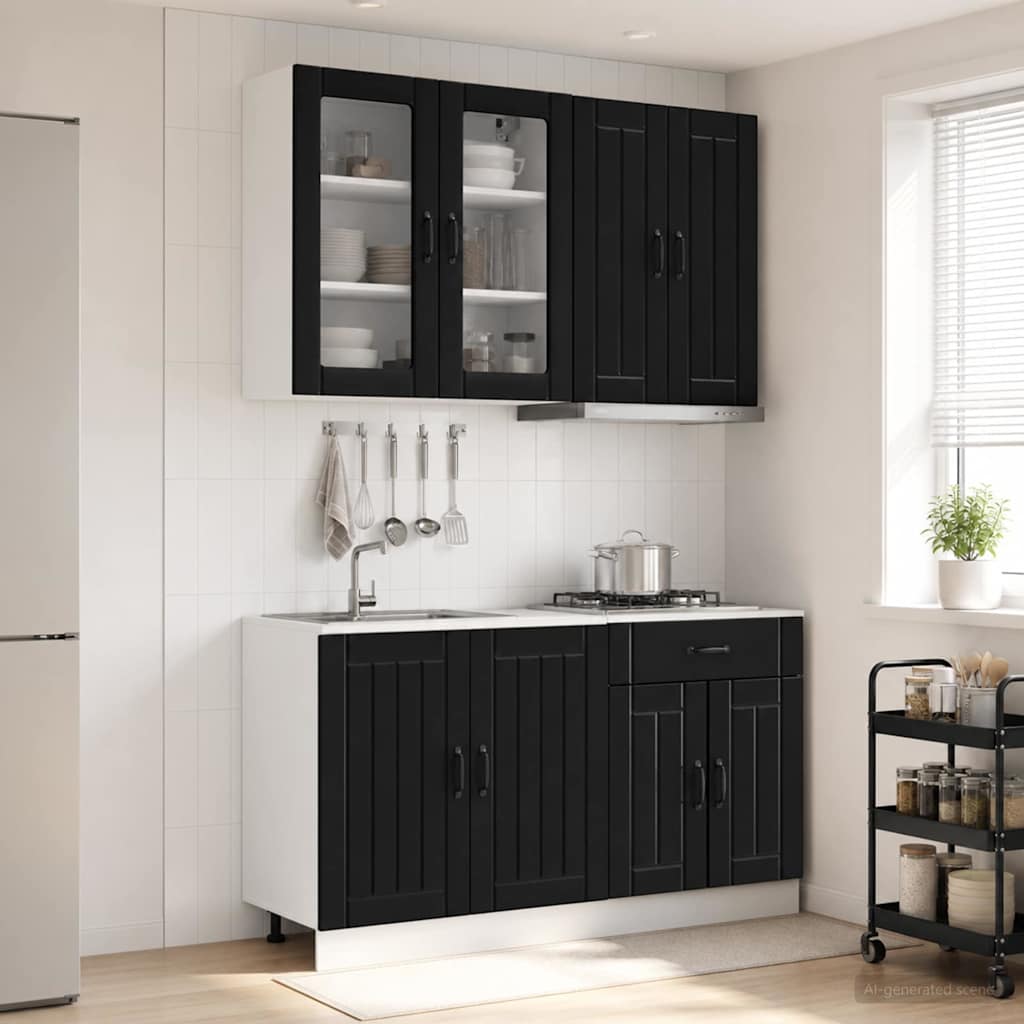 Køkken enhed LUCCA 4 pcs Sort Konstrueret træ