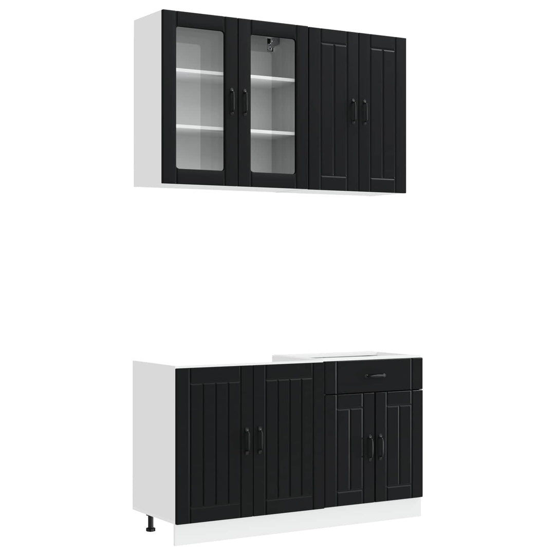 Køkken enhed LUCCA 4 pcs Sort Konstrueret træ