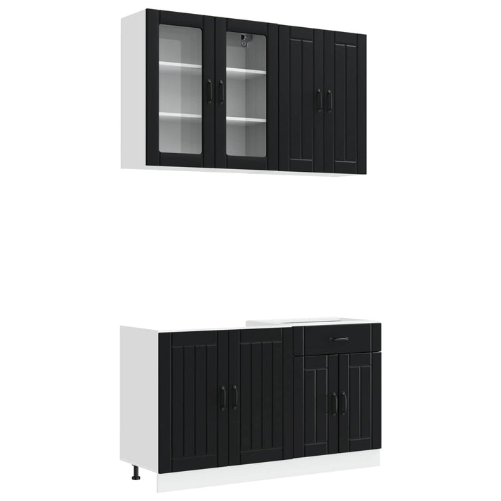 Køkken enhed LUCCA 4 pcs Sort Konstrueret træ