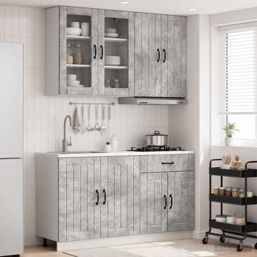 Køkken enhed LUCCA 4 pcs Betongrå Konstrueret træ