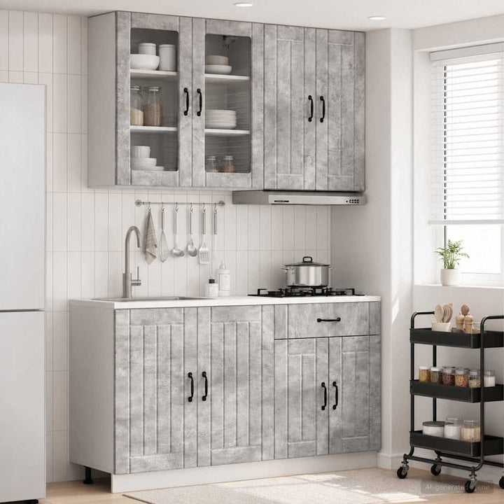 Køkken enhed LUCCA 4 pcs Betongrå Konstrueret træ