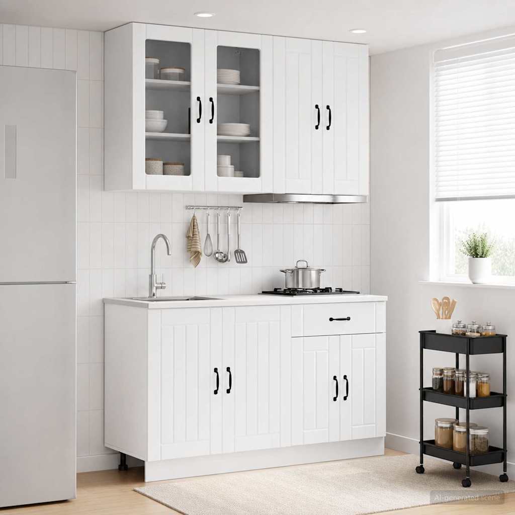 Køkken enhed LUCCA 4 pcs Hvid højglans Konstrueret træ