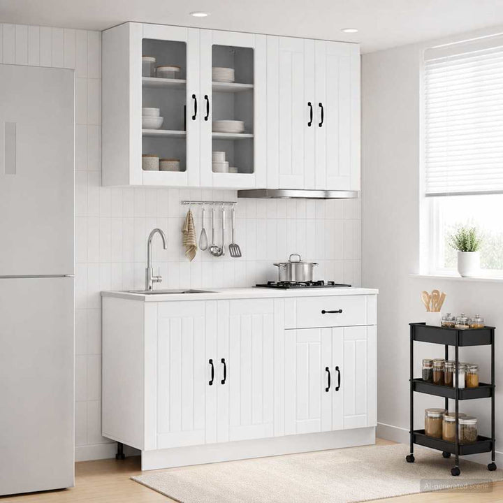 Køkken enhed LUCCA 4 pcs Hvid højglans Konstrueret træ