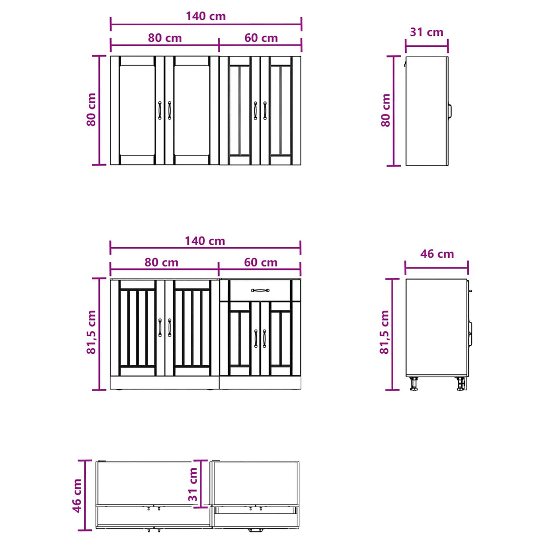 Køkken enhed LUCCA 4 pcs Artisan-eg Konstrueret træ