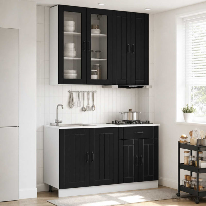 Køkken enhed LUCCA 4 pcs Sort Konstrueret træ