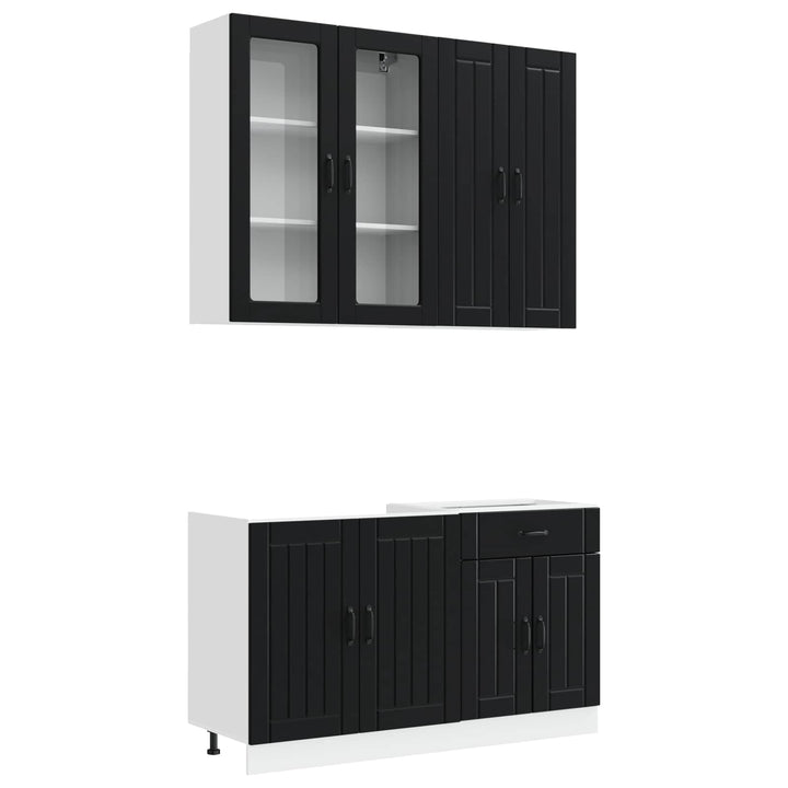 Køkken enhed LUCCA 4 pcs Sort Konstrueret træ