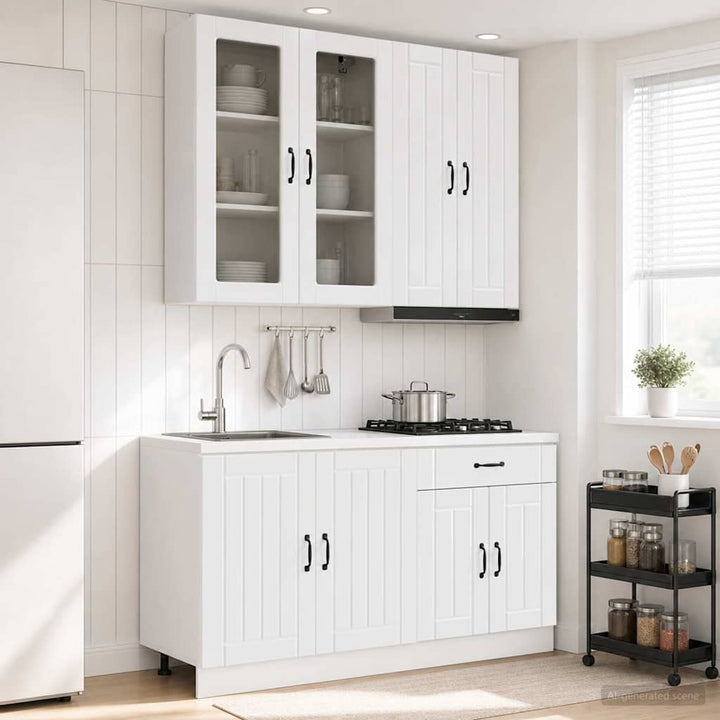 Køkken enhed LUCCA 4 pcs Hvid højglans Konstrueret træ