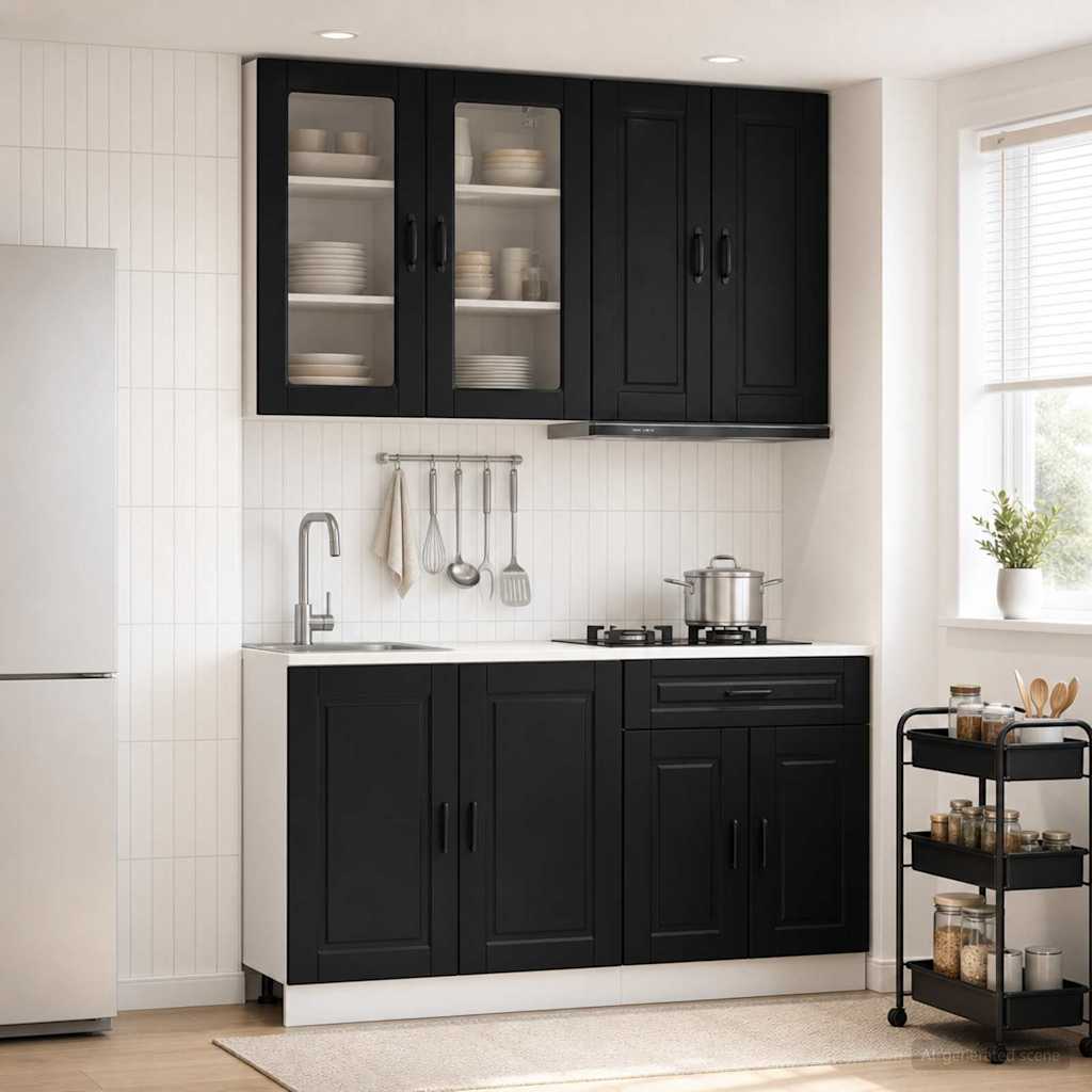 Køkken enhed PORTO 4 pcs Sort Konstrueret træ