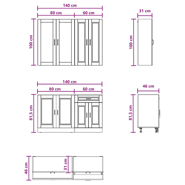 Køkken enhed PORTO 4 pcs Artisan-eg Konstrueret træ