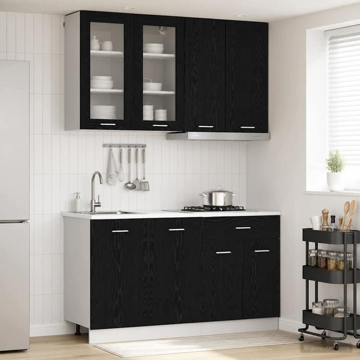 Køkken enhed LYON 4 pcs Sort eg Konstrueret træ