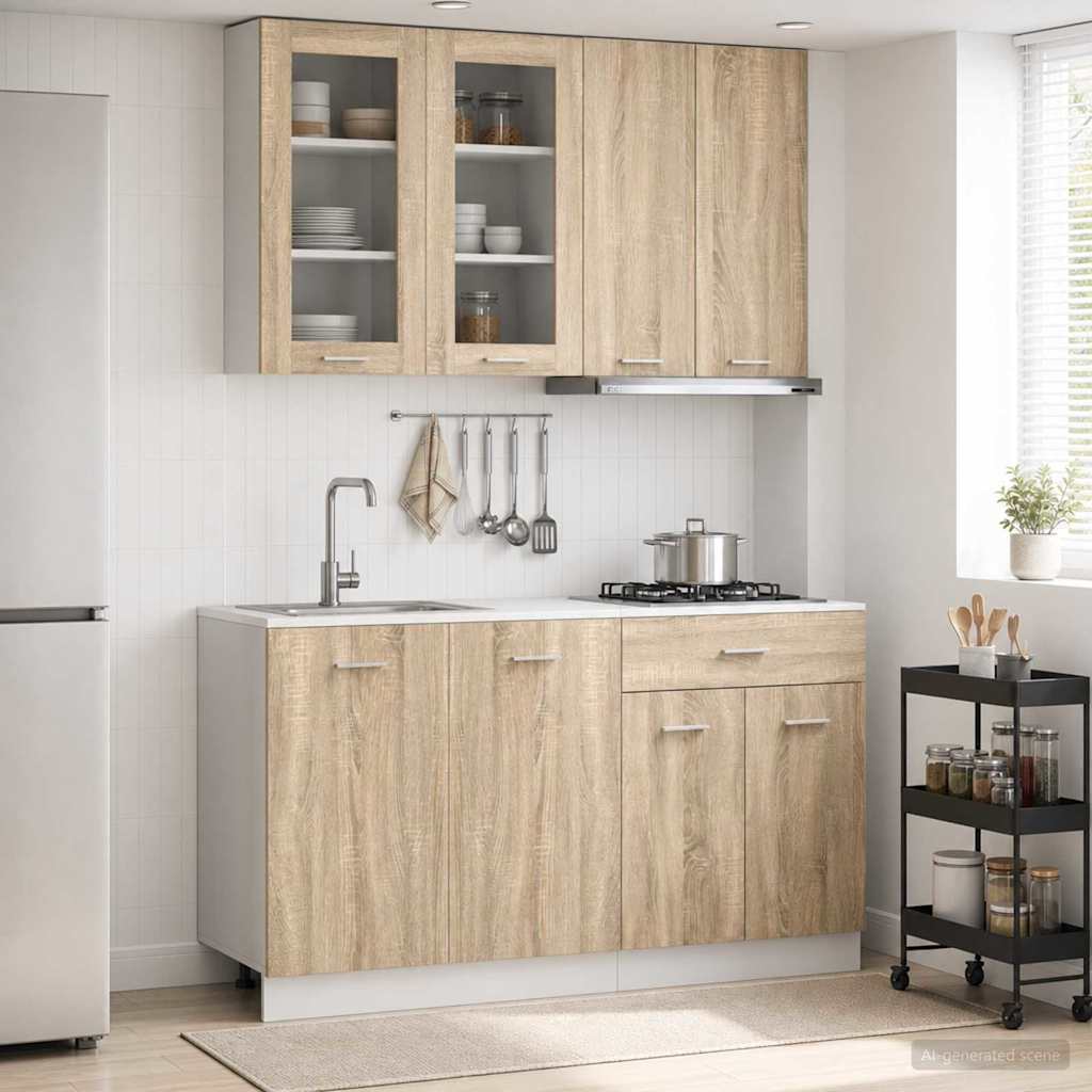 Køkken enhed LYON 4 pcs Sonoma-eg Konstrueret træ