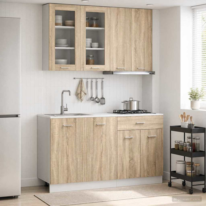 Køkken enhed LYON 4 pcs Sonoma-eg Konstrueret træ