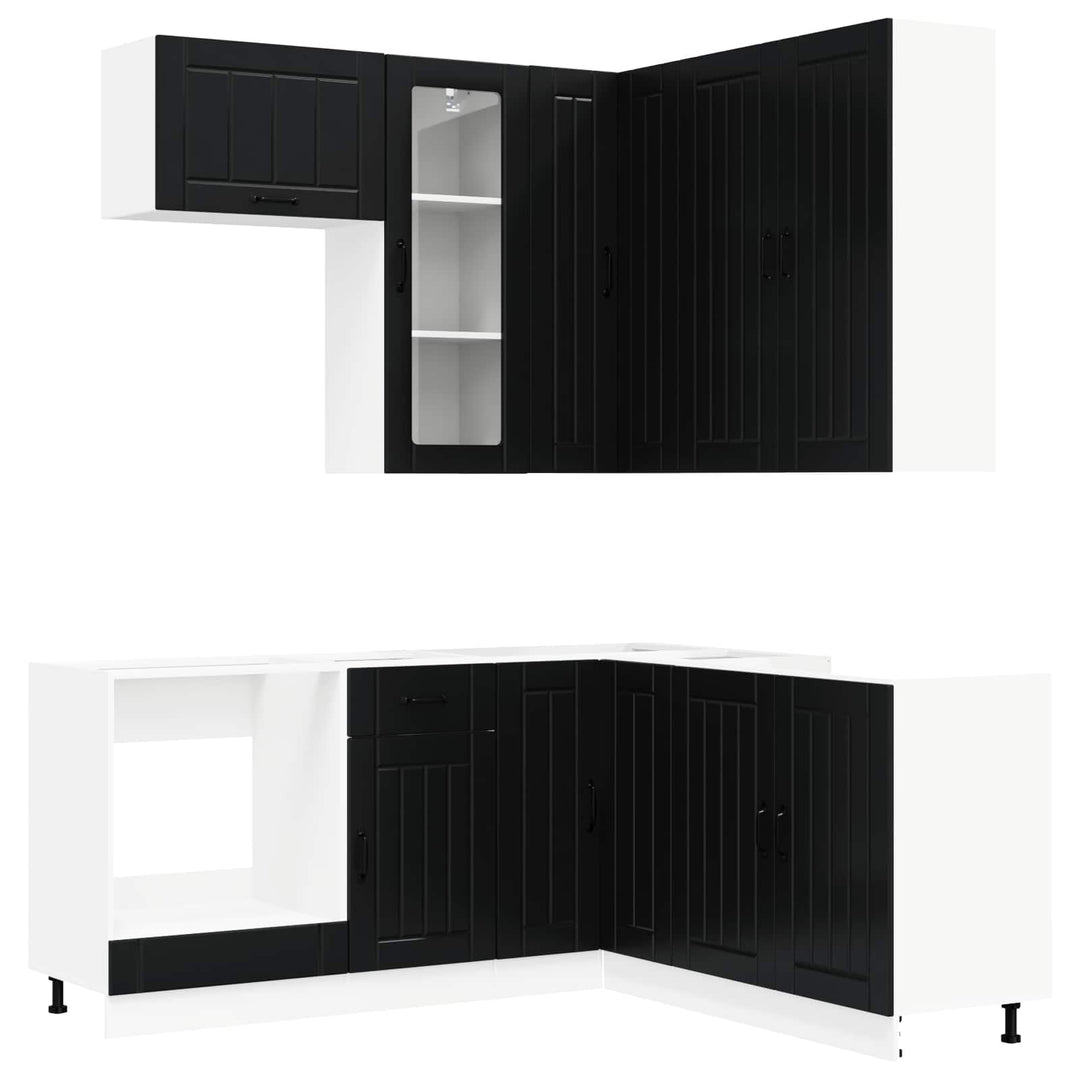Køkken enhed LUCCA 8 pcs Sort Konstrueret træ