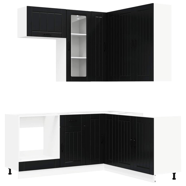 Køkken enhed LUCCA 8 pcs Sort Konstrueret træ