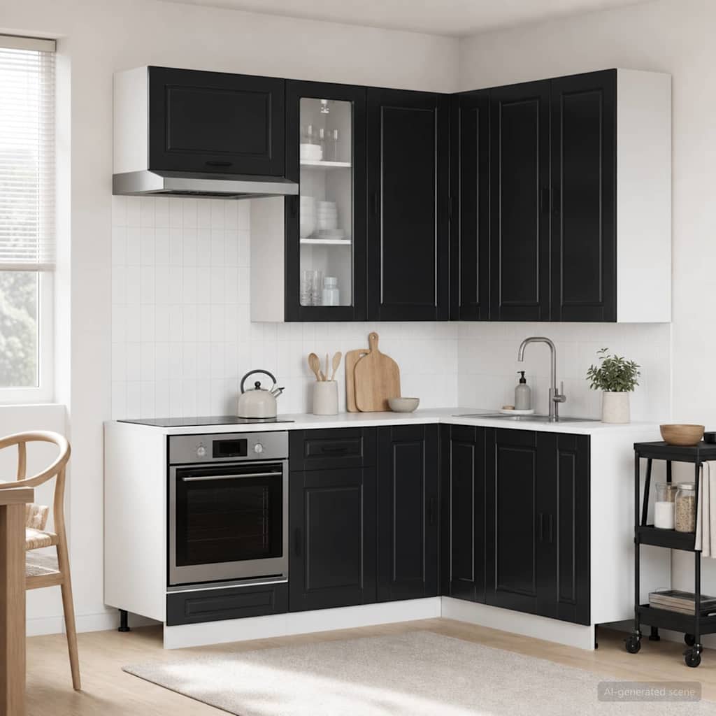 Køkken enhed PORTO 8 pcs Sort Konstrueret træ
