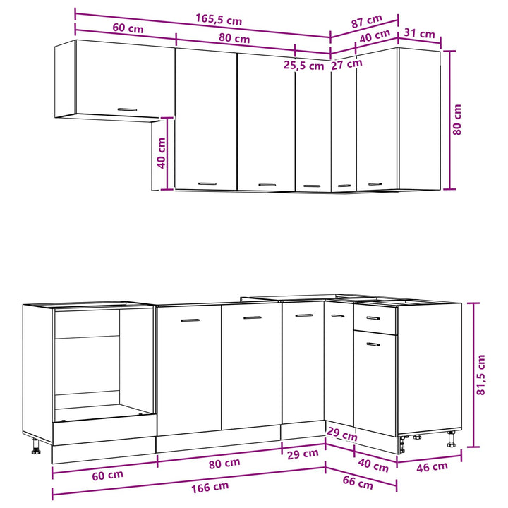 Køkken enhed LYON 8 stk. Hvid Konstrueret træ