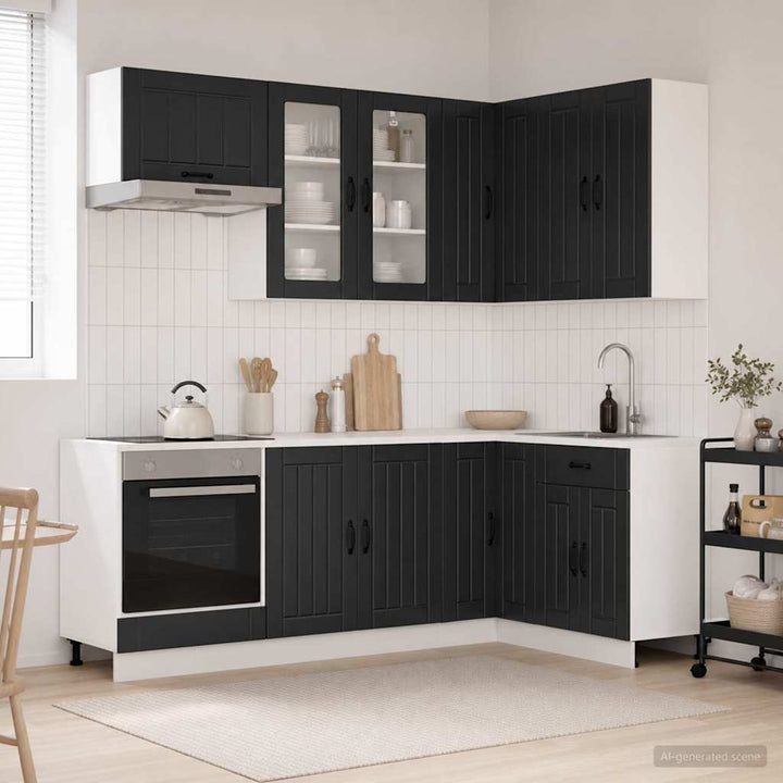 Køkken enhed LUCCA 8 pcs Sort Konstrueret træ