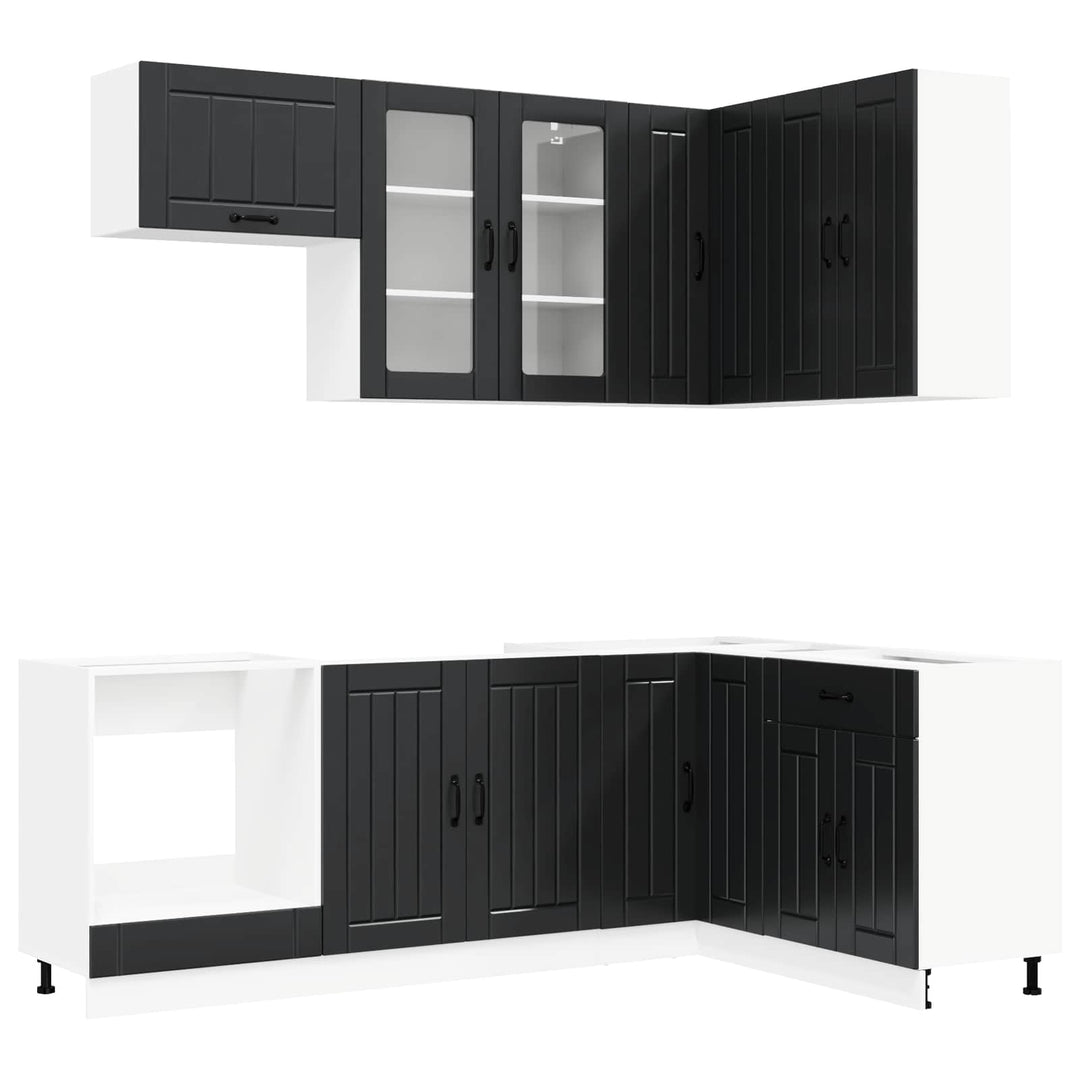 Køkken enhed LUCCA 8 pcs Sort Konstrueret træ