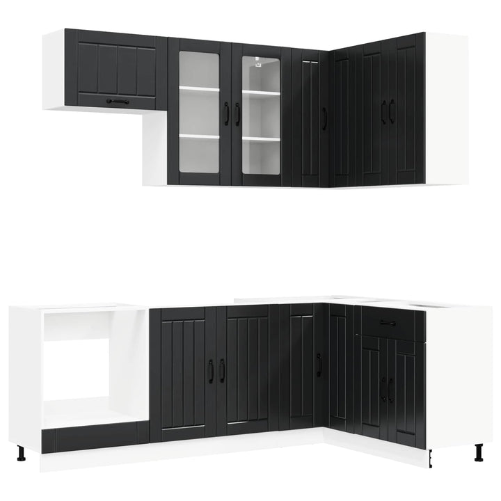 Køkken enhed LUCCA 8 pcs Sort Konstrueret træ