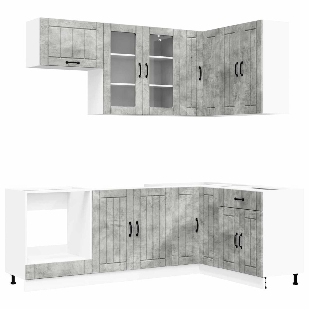 Køkken enhed LUCCA 8 pcs Betongrå Konstrueret træ