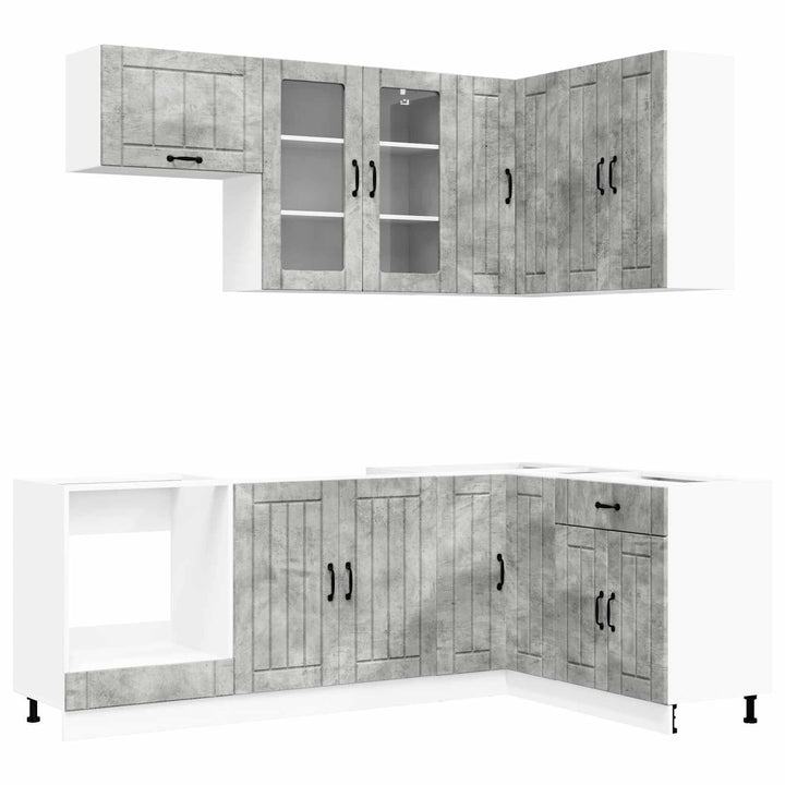 Køkken enhed LUCCA 8 pcs Betongrå Konstrueret træ