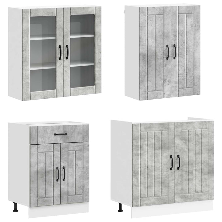 Køkken enhed LUCCA 8 pcs Betongrå Konstrueret træ