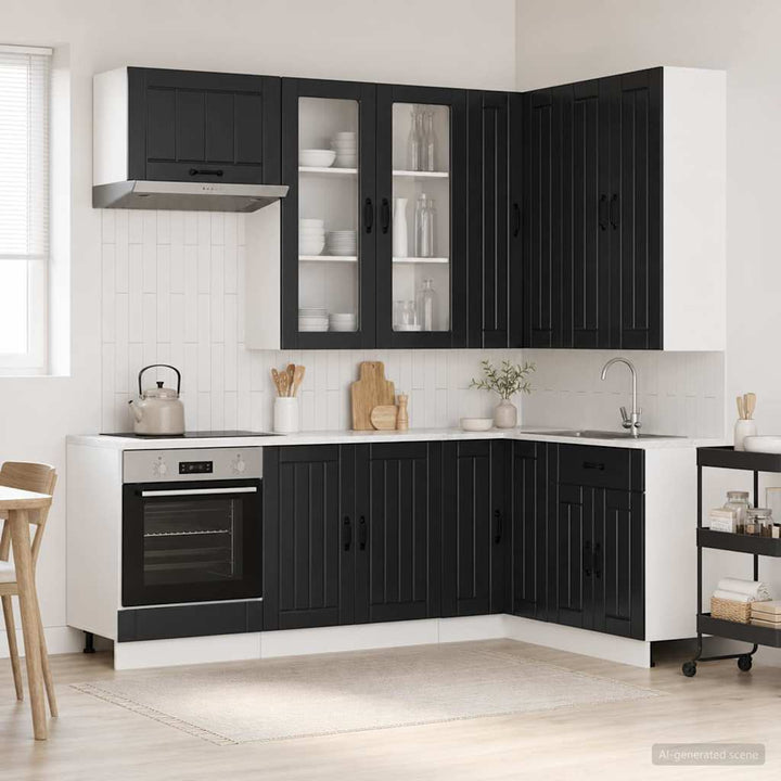 Køkken enhed LUCCA 8 pcs Sort Konstrueret træ