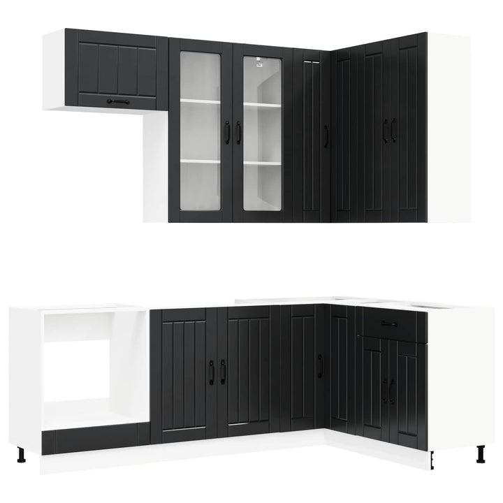 Køkken enhed LUCCA 8 pcs Sort Konstrueret træ