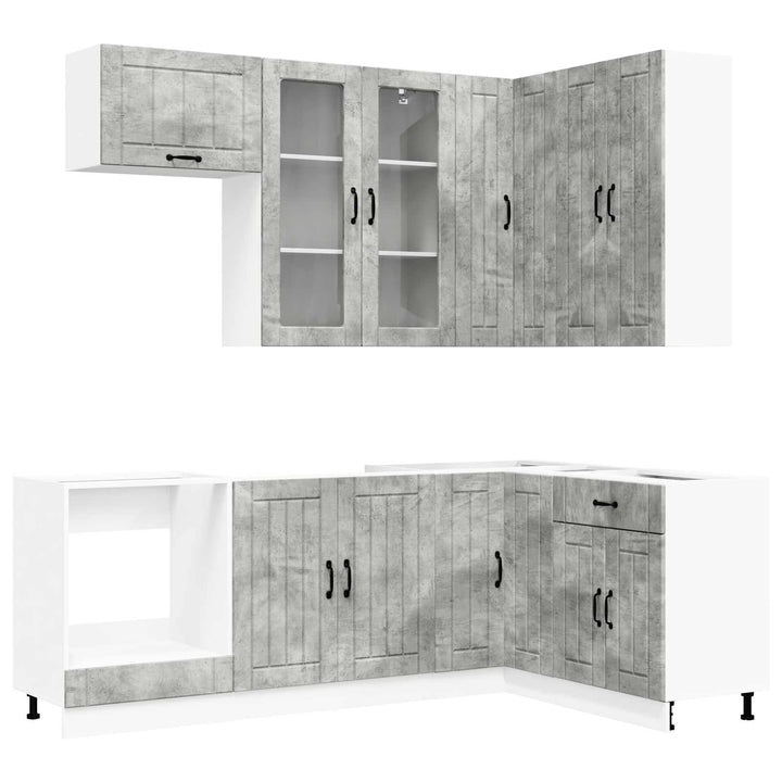 Køkken enhed LUCCA 8 pcs Betongrå Konstrueret træ