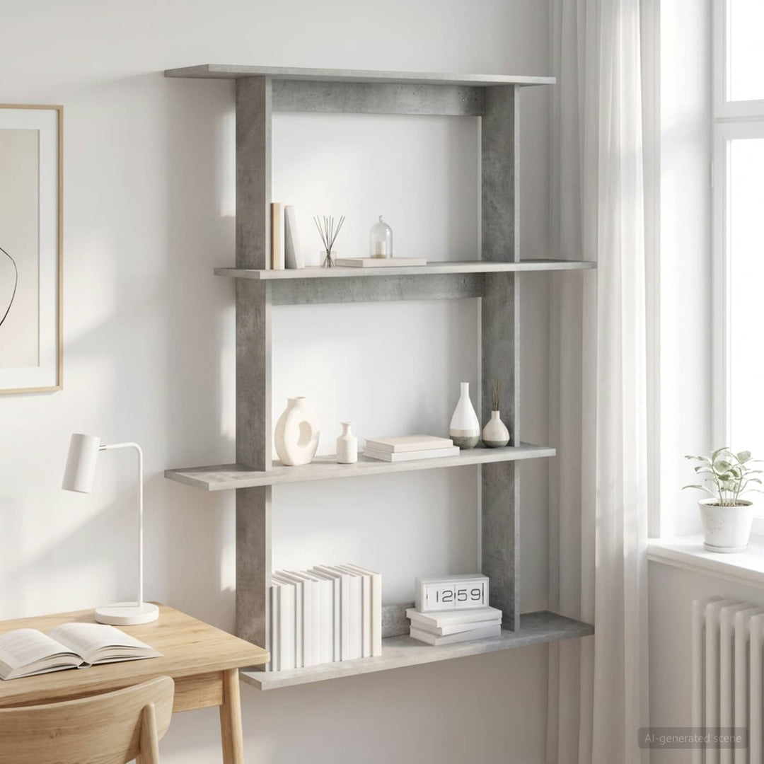 Væghylde Betongrå 100 x 20 x 126 cm Konstrueret træ