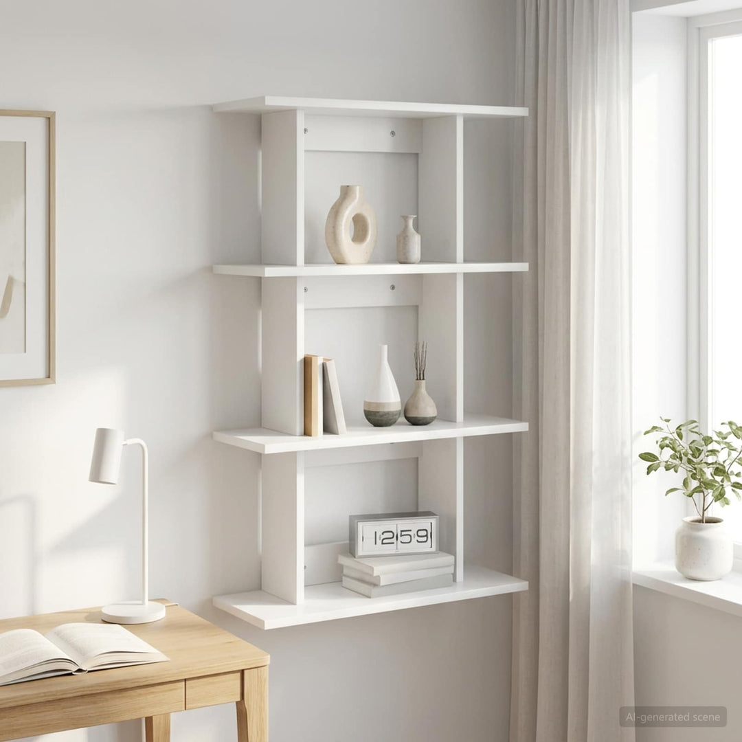 Væghylde Vægmonteret Hvid 56 x 20 x 90 cm Konstrueret træ