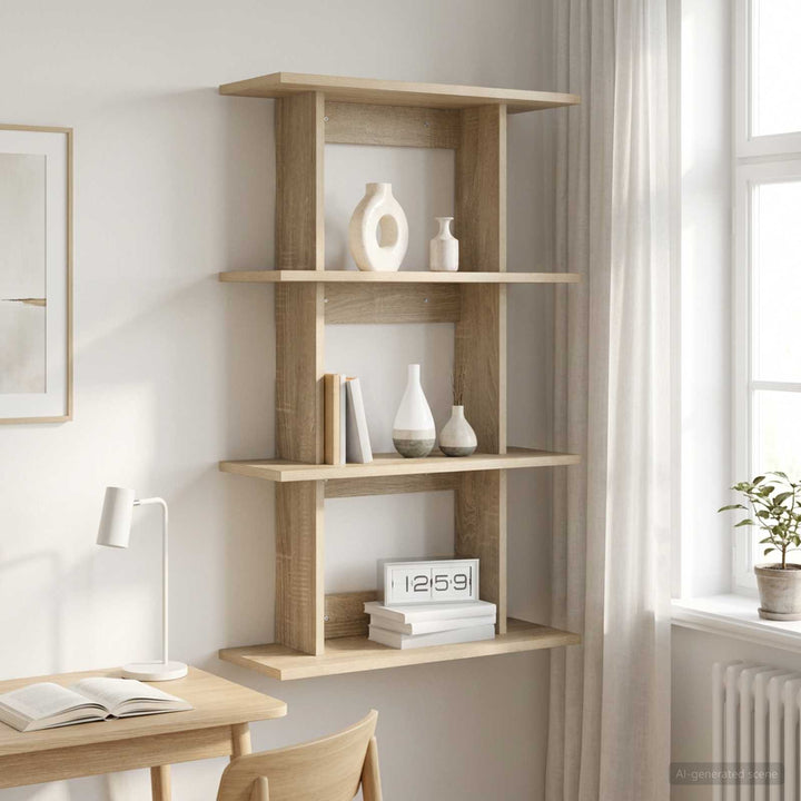 Væghylde Vægmonteret Sonoma-eg 56 x 20 x 90 cm Konstrueret træ