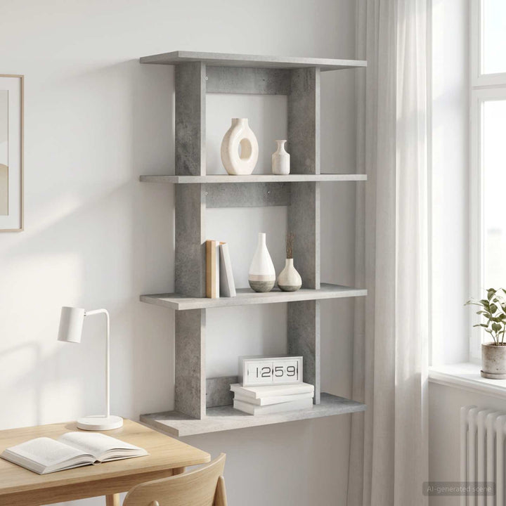 Væghylde Vægmonteret Betongrå 56 x 20 x 90 cm Konstrueret træ